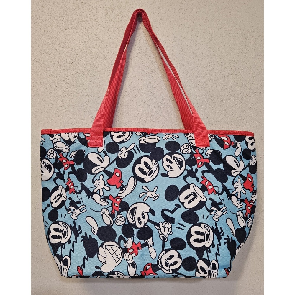 Disney Mickey Mouse Insulated Zip Cooler Tote Blue/Red - Picture 1 of 7
